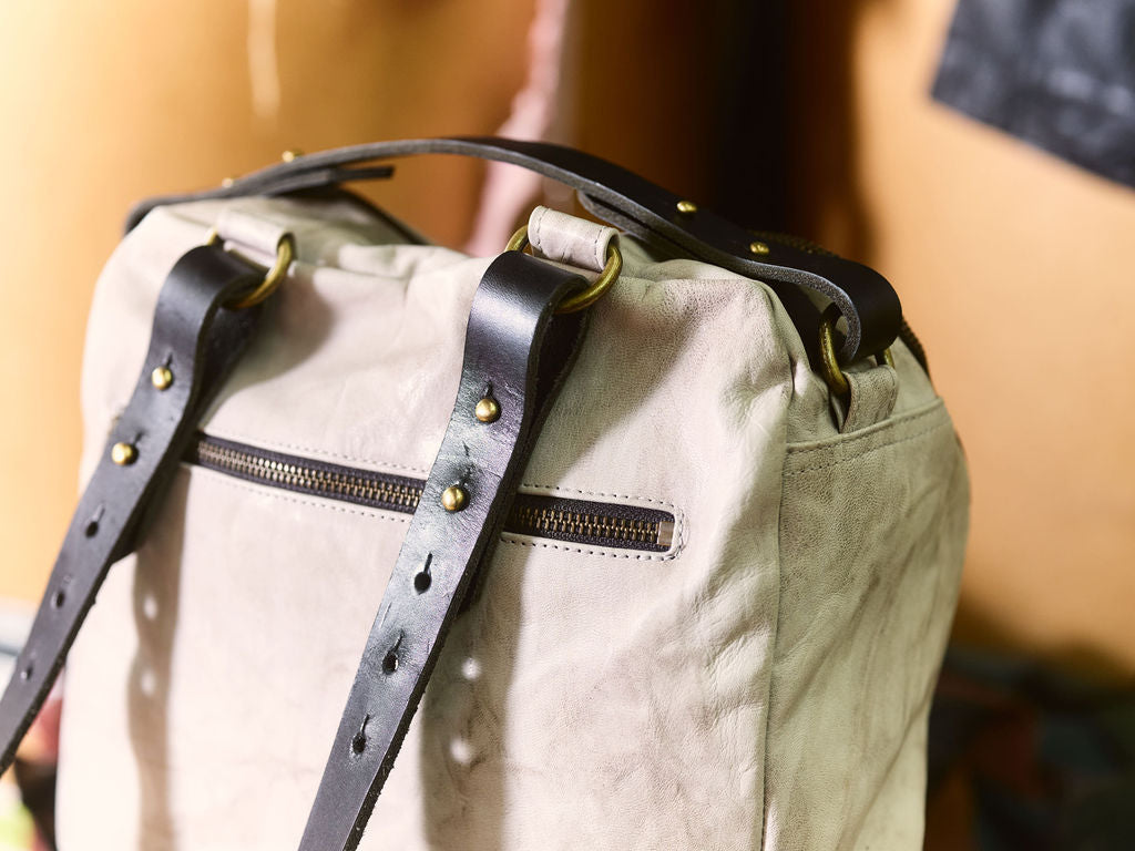 The No 4 - Grey Marble Leather Backpack