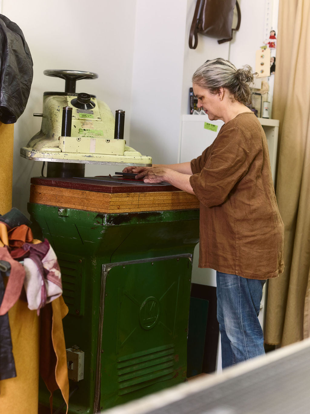 Zero-waste leather handbags made with repurposed upholstery off-cuts, reducing waste and supporting local artisans.
