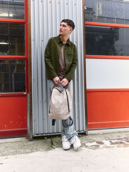 The No 4 - Grey Marble Leather Backpack