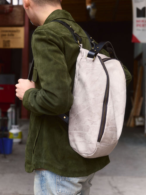 The No 4 - Grey Marble Leather Backpack
