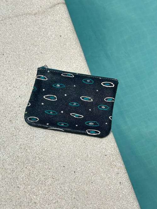 Large Suede zip pouch with Handpainted Abstract Leopard Print