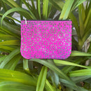 XL Zip Pouch - Suede with Handpainted Daisy Monogram