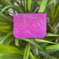 XL Zip Pouch - Suede with Handpainted Daisy Monogram